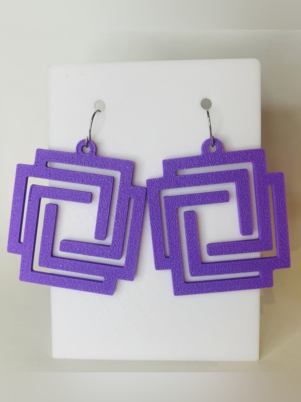 Purple Geometric Square Drop Earrings - Women Accessories